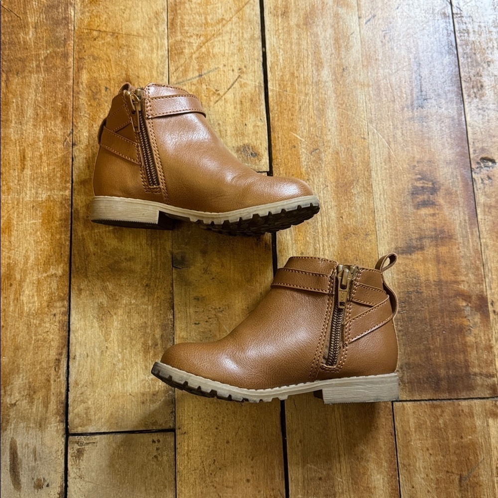 Old Navy Tan Ankle Boots size 9 toddler girl spring neutral - Picture 2 of 9